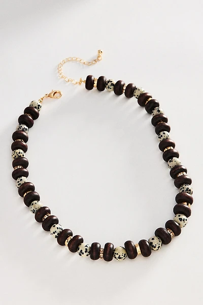 Chunky Wood Stone Necklace