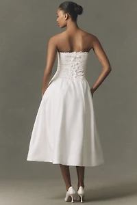 BHLDN Strapless Satin Midi Dress