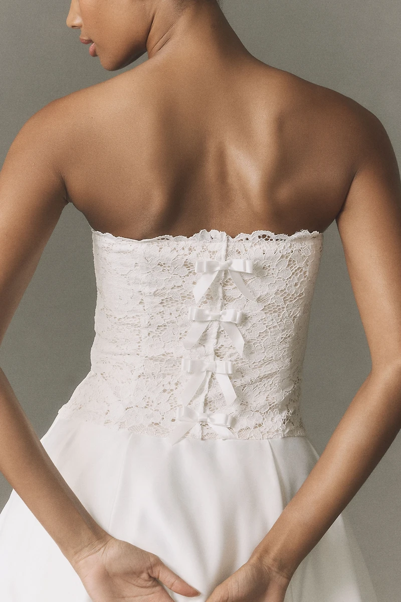 BHLDN Strapless Satin Midi Dress