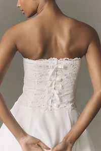 BHLDN Strapless Satin Midi Dress