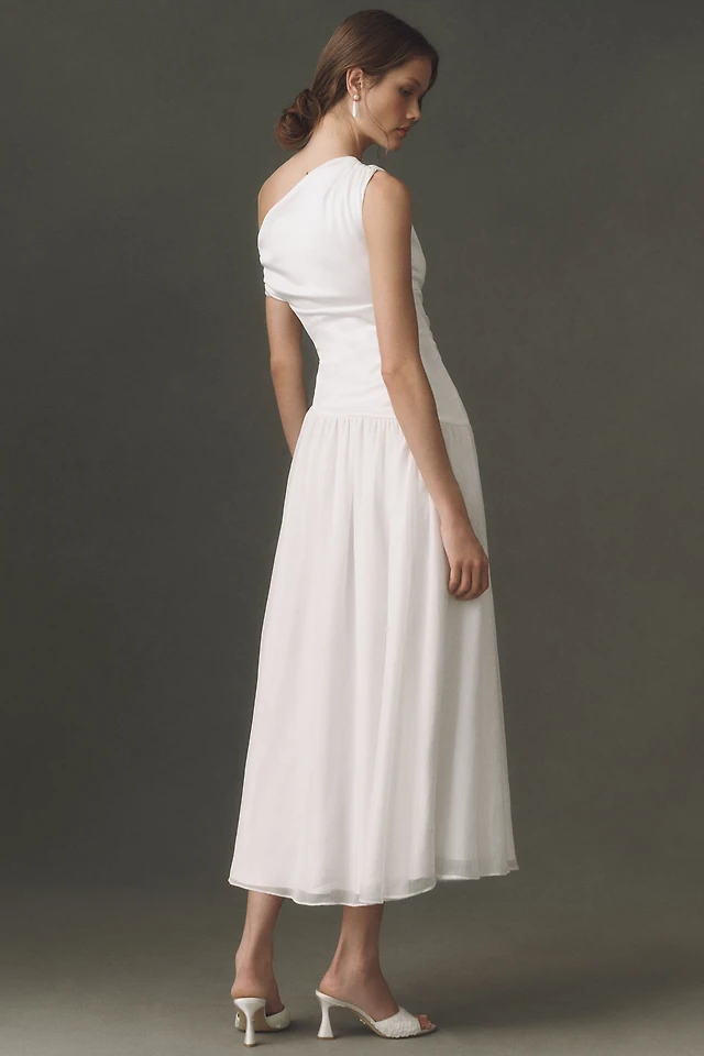 bhldn anna sleeveless satin layered sheer crepe maxi dress BHLDN Anna Drop-Waist Stretch Satin Maxi Dress at MarketFair Shoppes in Princeton, NJ