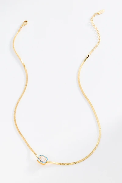 Enamel Bezel Crystal Pendant Necklace