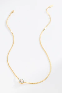 Enamel Bezel Crystal Pendant Necklace