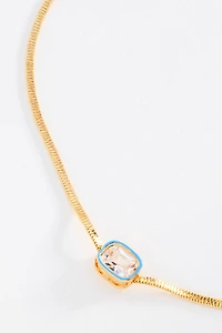 Enamel Bezel Crystal Pendant Necklace