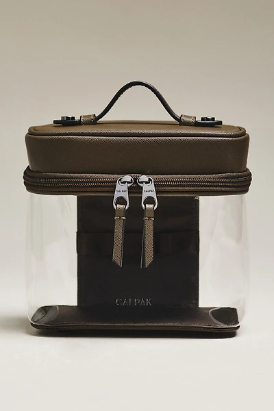 CALPAK Clear Train Case with Top Compartment