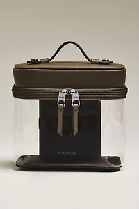CALPAK Clear Train Case with Top Compartment