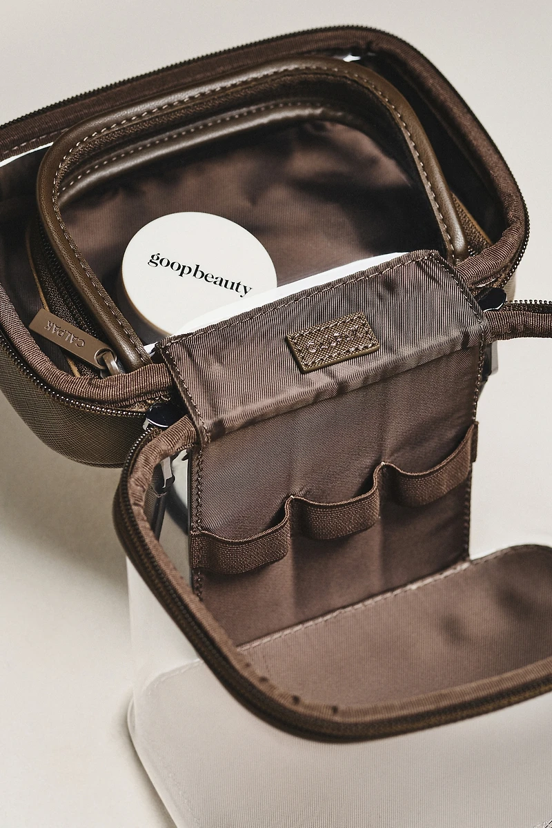 CALPAK Clear Train Case with Top Compartment