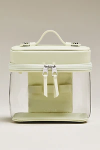 CALPAK Clear Train Case with Top Compartment