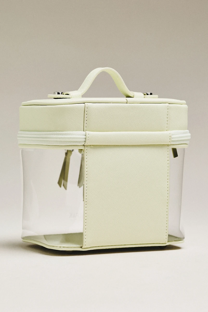 CALPAK Clear Train Case with Top Compartment