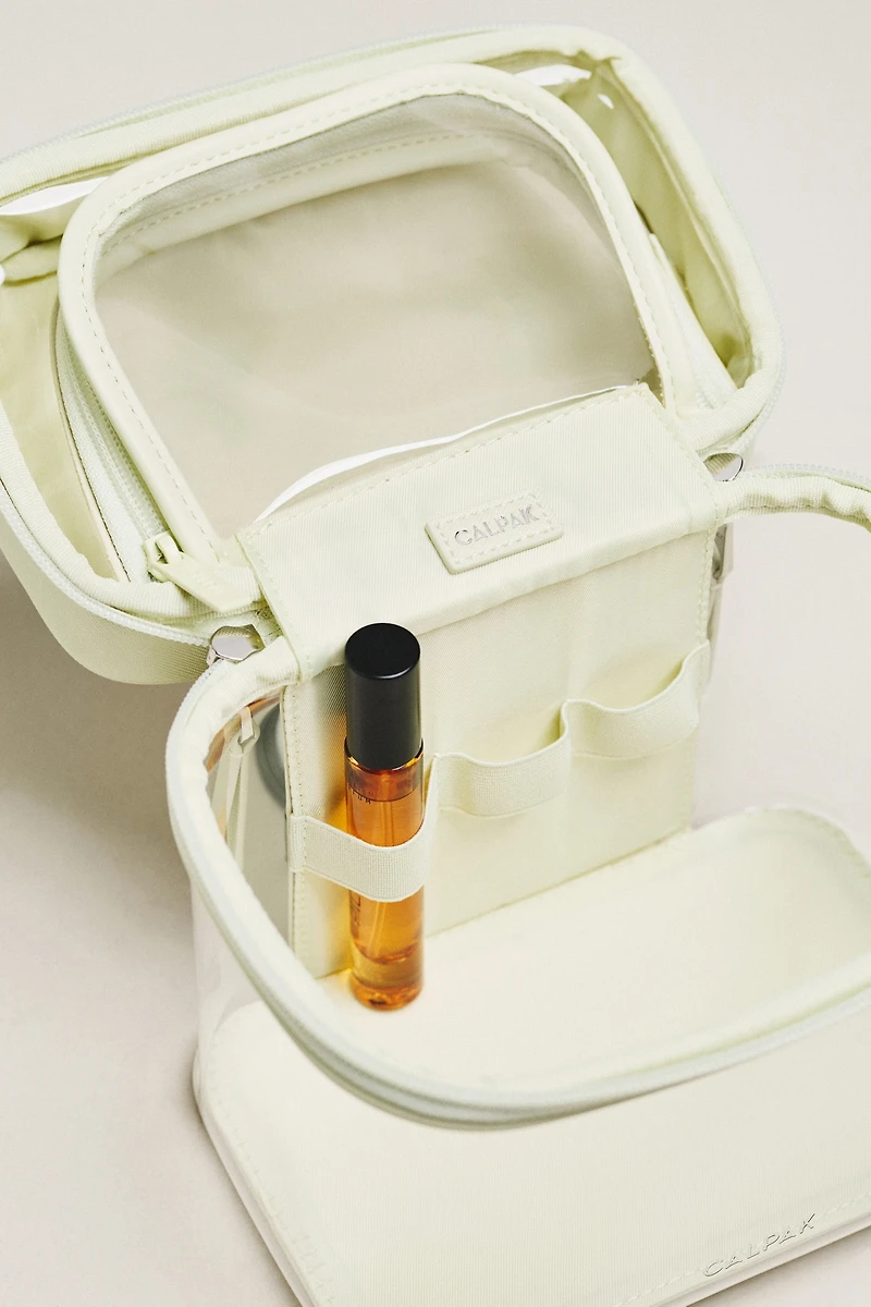 CALPAK Clear Train Case with Top Compartment