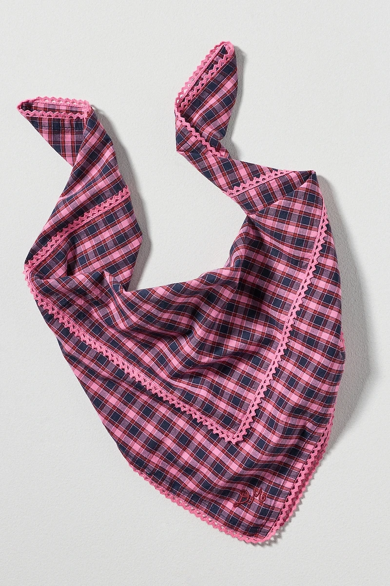 Damson Madder Cotton Check Hair Scarf