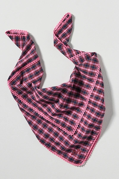 Damson Madder Cotton Check Hair Scarf