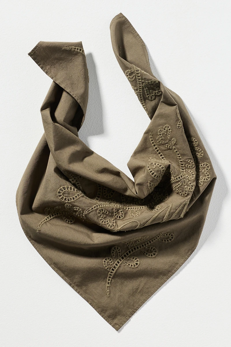 Damson Madder 100% Cotton Embroidered Hair Scarf