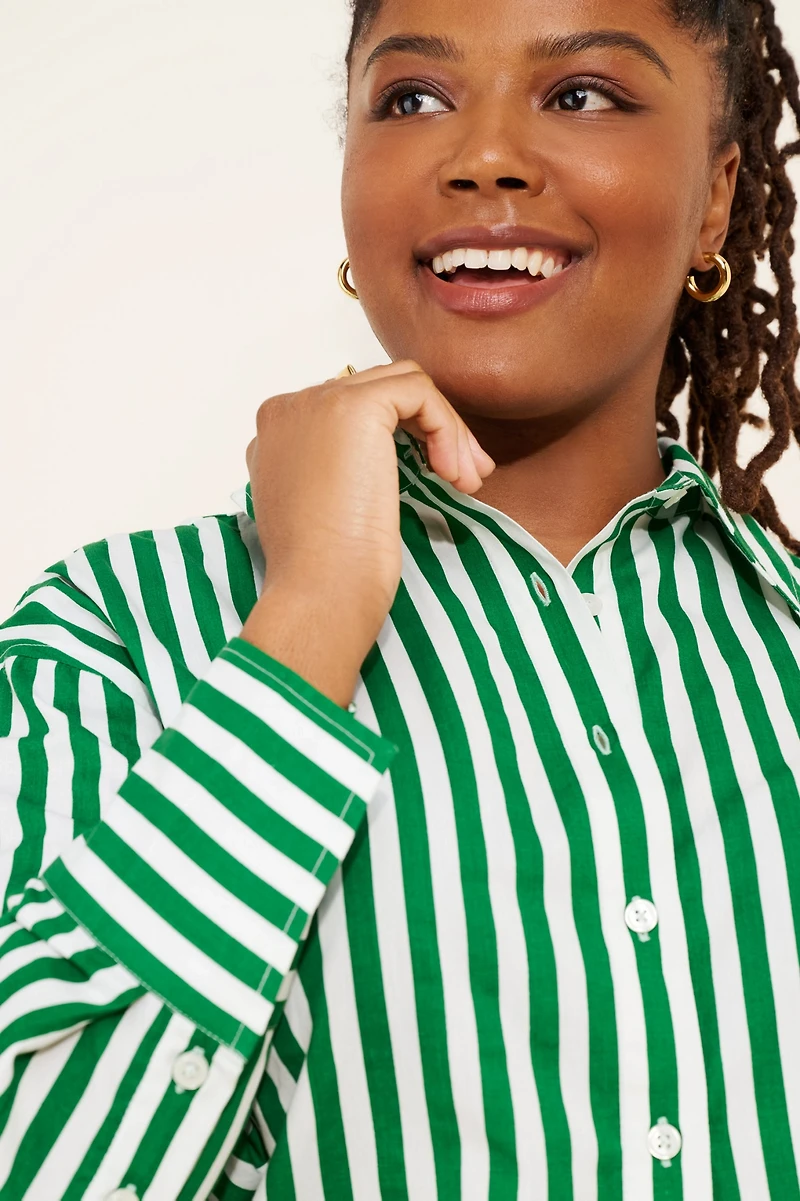 Eloquii Striped Open Back Top