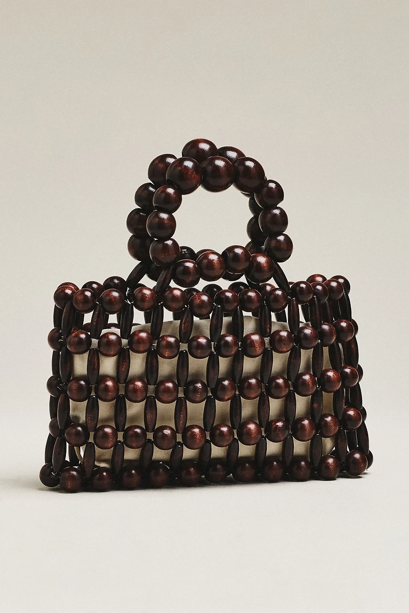 Wood Bead Top-Handle Mini Satchel