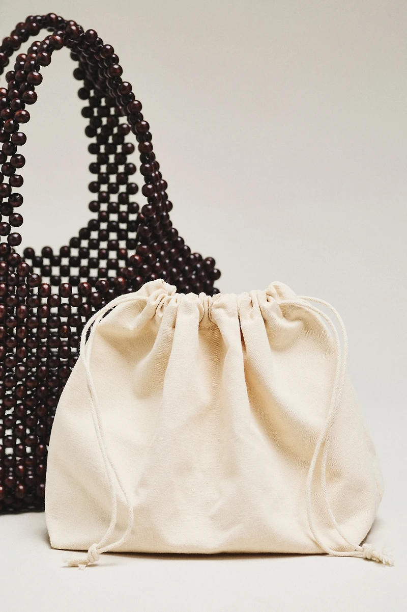 The Sonia Wood Bead Mini Slouchy Tote Bag