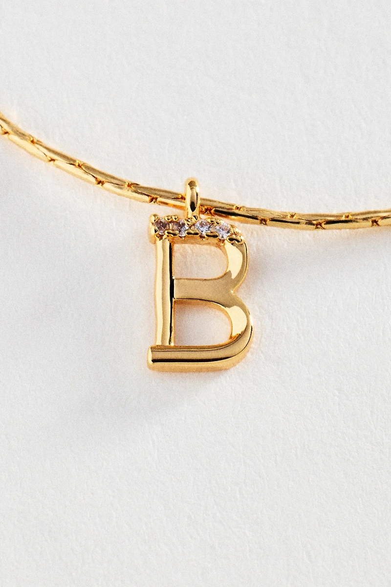 By Anthropologie Initial Charm Snake Chain Necklace