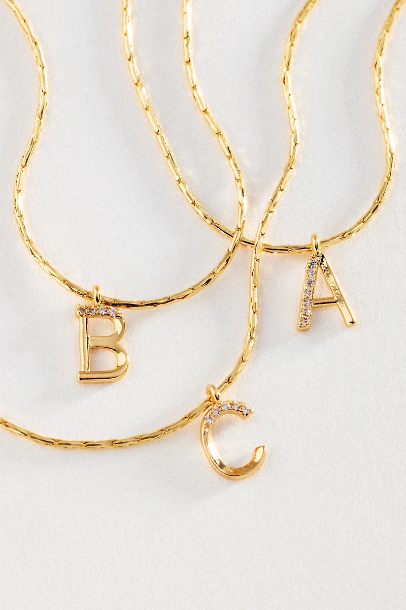 By Anthropologie Initial Charm Snake Chain Necklace