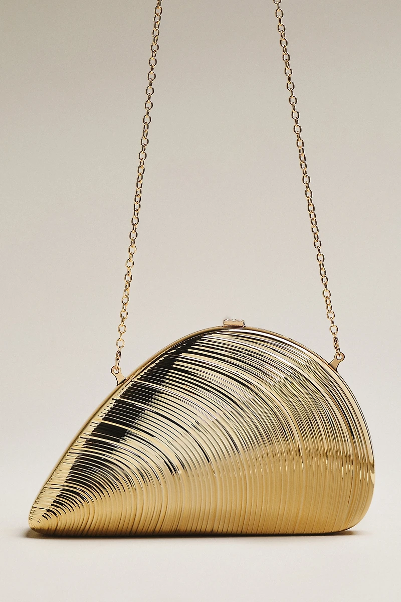 Celandine Metallic Seashell Clutch