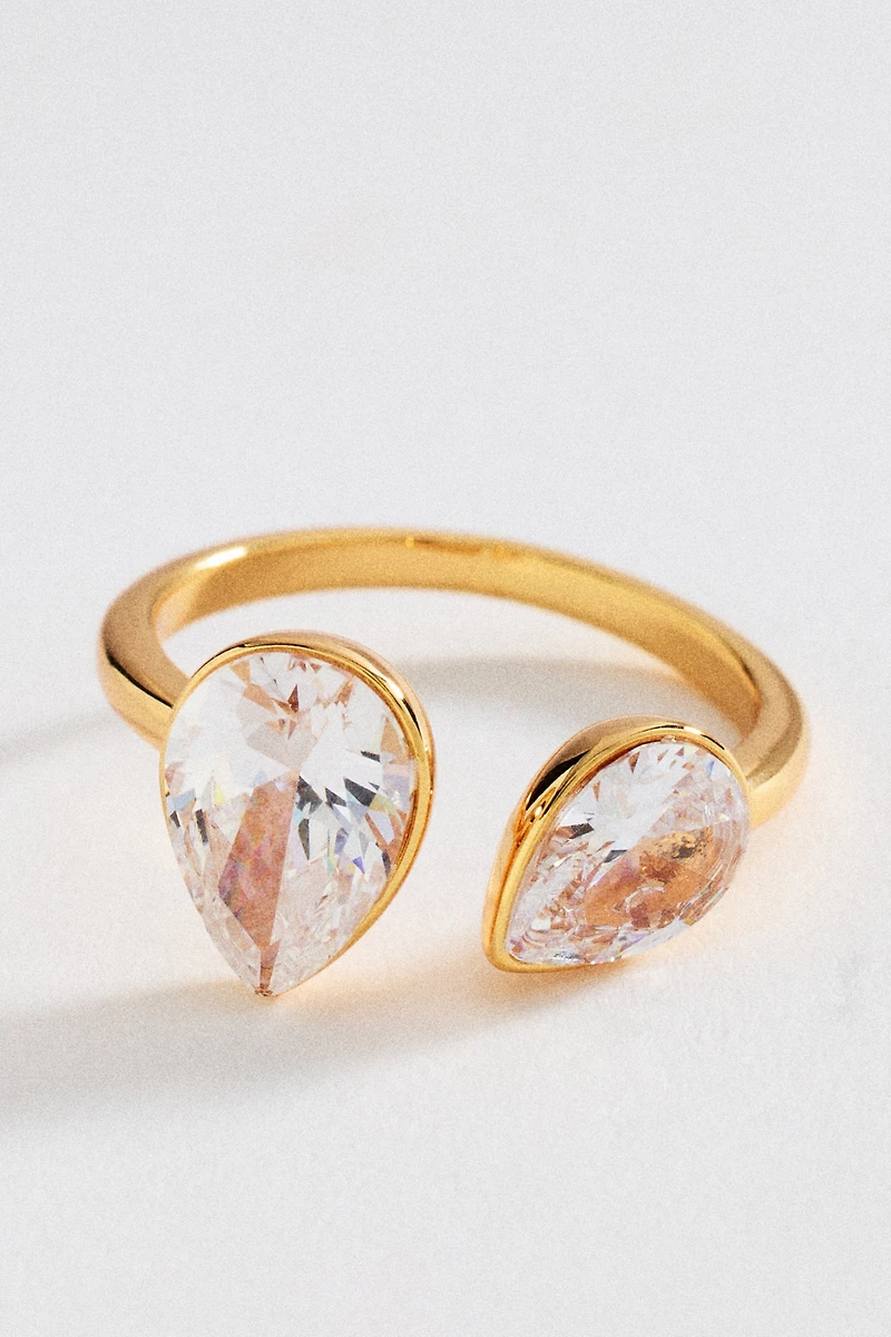 Asymmetric Crystal Cocktail Ring