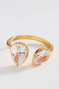 Asymmetric Crystal Cocktail Ring