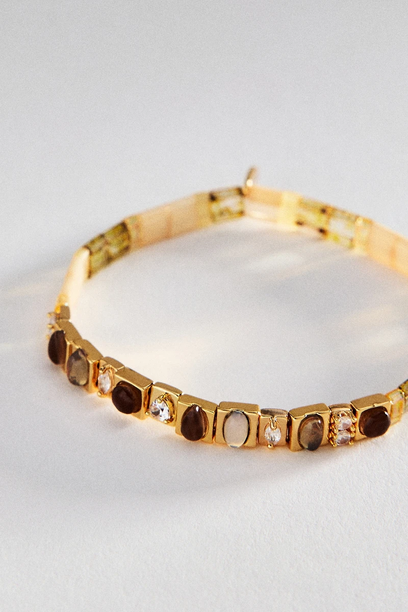 Colorful Beaded Chicklet Stretch Bracelet