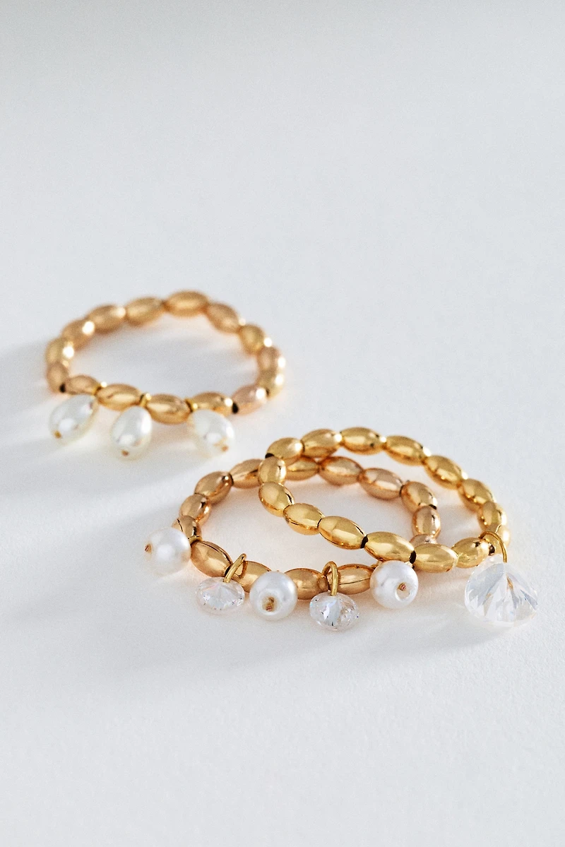 Crystal Stretch Rings, Set of 3