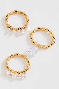 Crystal Stretch Rings, Set of 3