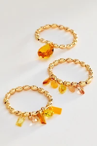 Crystal Stretch Rings, Set of 3