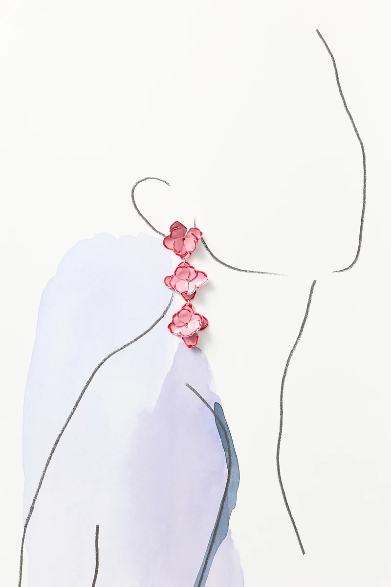 By Anthropologie Floral Bloom Drop Earrings