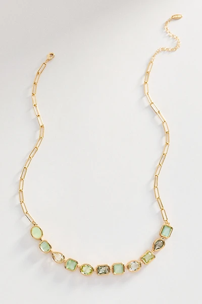 Mixed Crystal Paperclip Chain Necklace