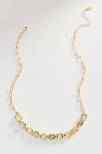 Mixed Crystal Paperclip Chain Necklace