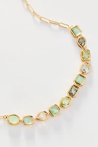 Mixed Crystal Paperclip Chain Necklace