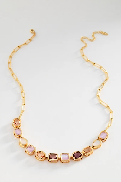 Mixed Crystal Paperclip Chain Necklace