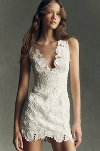 BHLDN Cutwork Halter-Neck Mini Dress