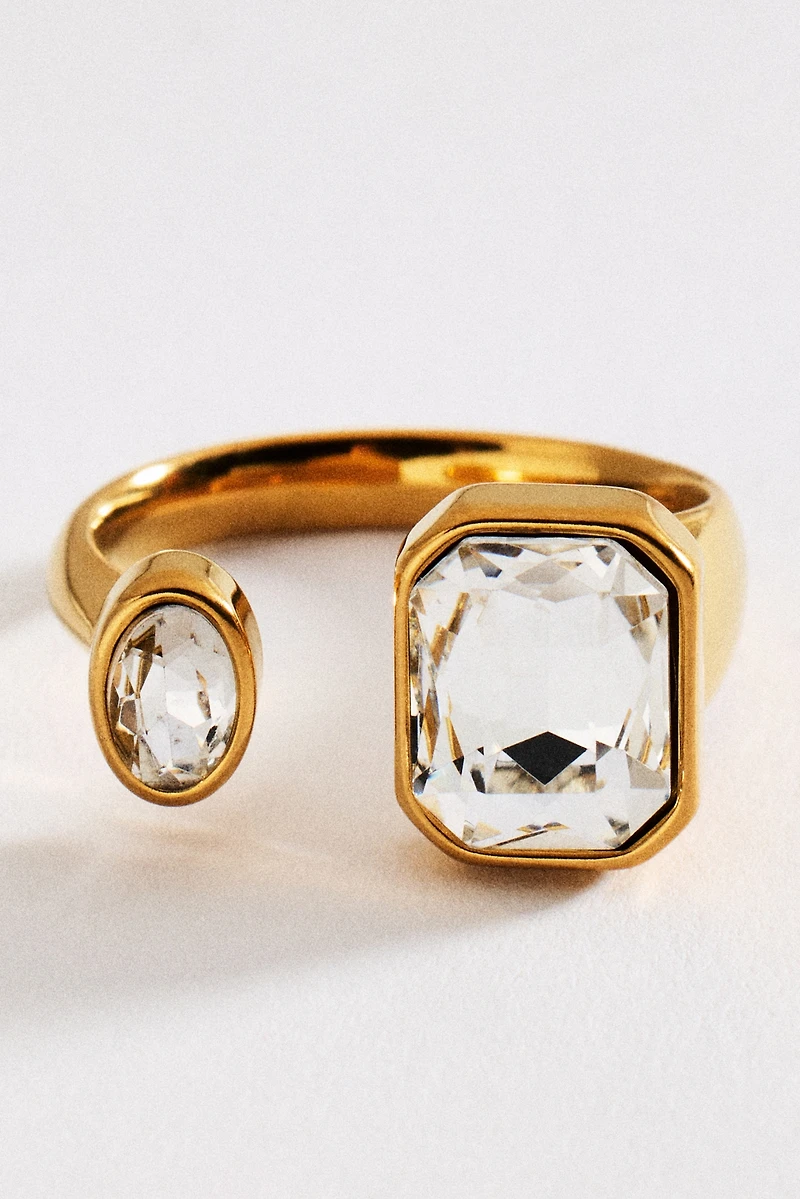 Deux Crystal Open Ring