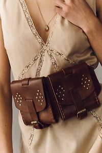 Z & L Rogue Studded Leather Double-Pocket Belt