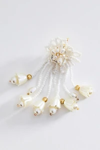 Beaded Floral Fringe Drop Earrings
