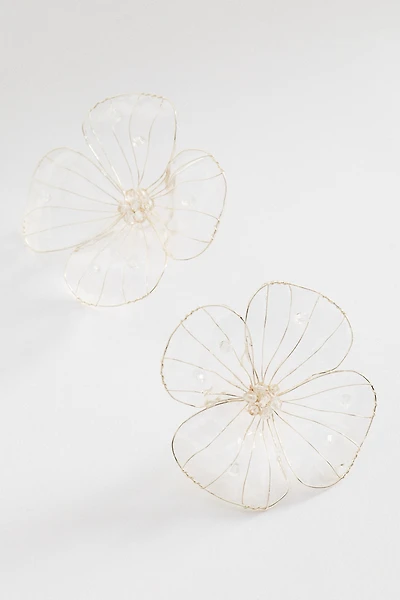 Sheer Petal Flower Statement Earrings