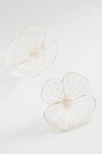 Sheer Petal Flower Statement Earrings