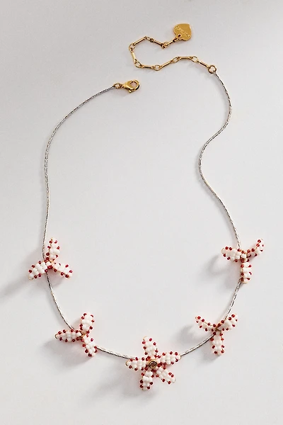 Beaded Floral Charm Necklace