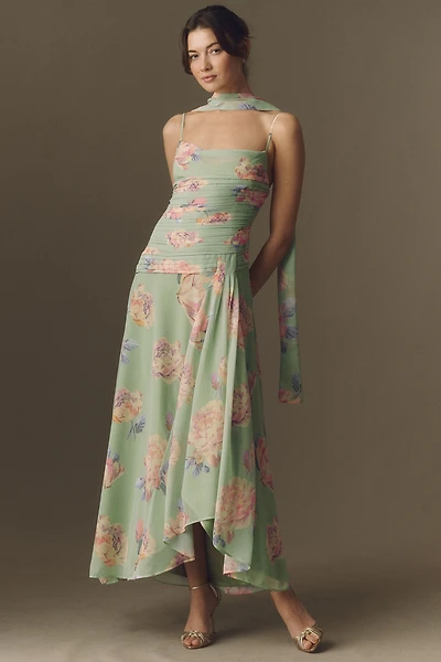 BHLDN Ruched Maxi Dress and Matching Scarf