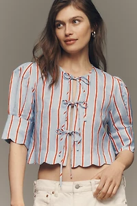 Sister New York Scalloped Tie-Front Top