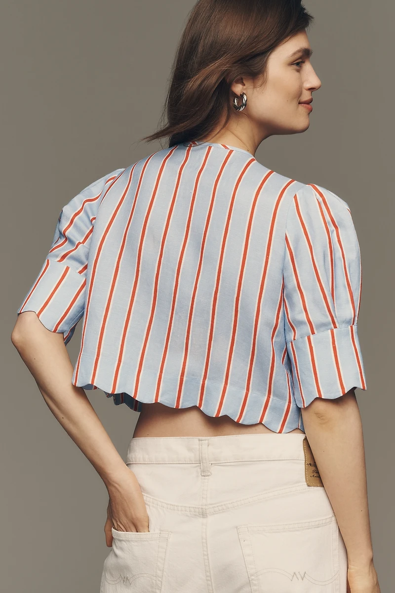 Sister New York Scalloped Tie-Front Top