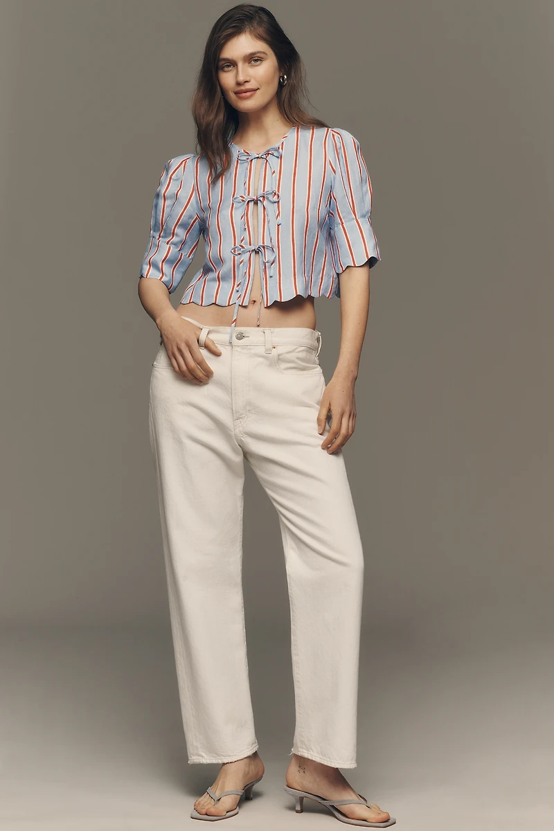 Sister New York Scalloped Tie-Front Top