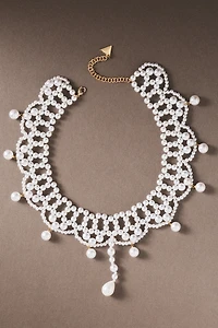 Hand-Woven Lace Freshwater Pearl Choker