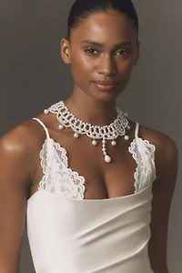 Hand-Woven Lace Freshwater Pearl Choker