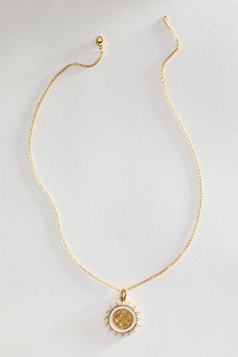 Jane Win Love Petite Embellished Coin Pendant Necklace