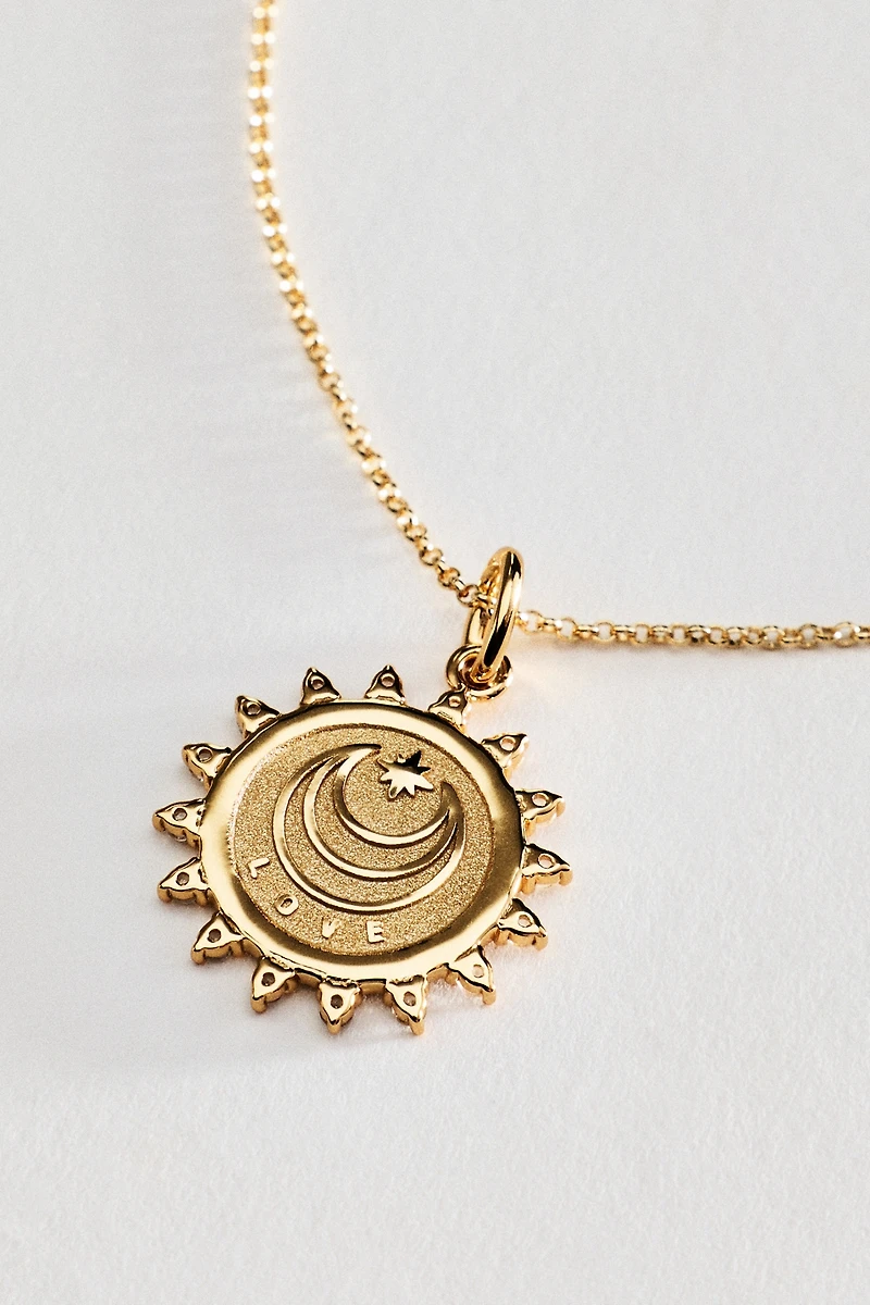 Jane Win Love Petite Embellished Coin Pendant Necklace