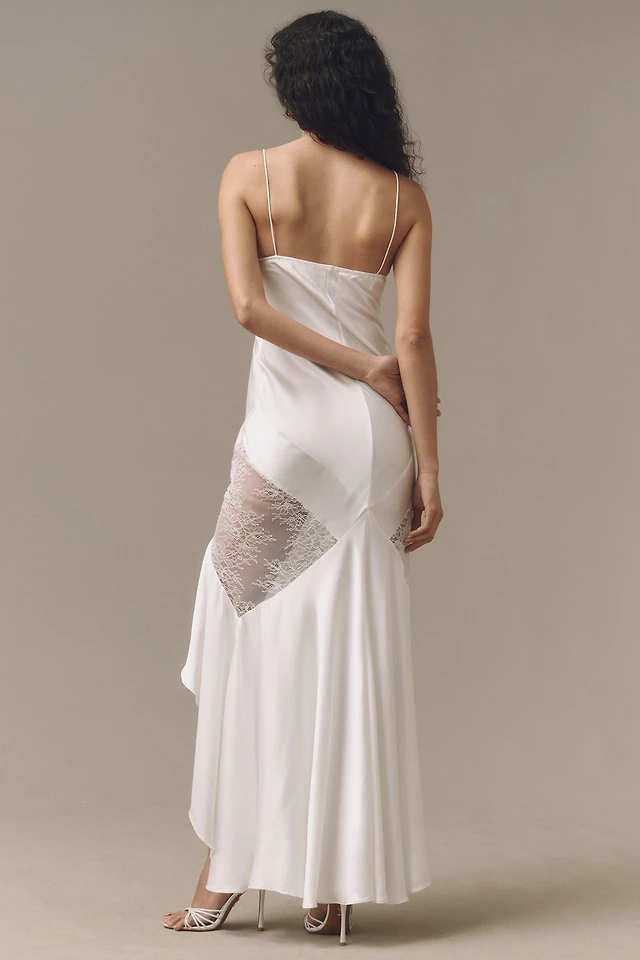 shona joy sofia asymmetrical long-sleeve satin maxi dress Shona Joy Sofia Asymmetrical Long-Sleeve Satin Maxi Dress